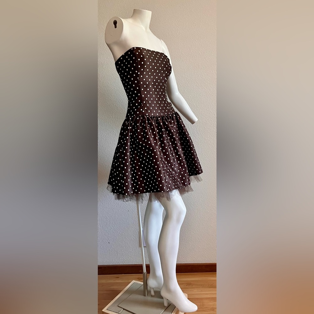 Vintage Jessica McClintock Gunne Sax Polka Dot Strapless Mini Dress size 3/4 USA - Picture 15 of 16